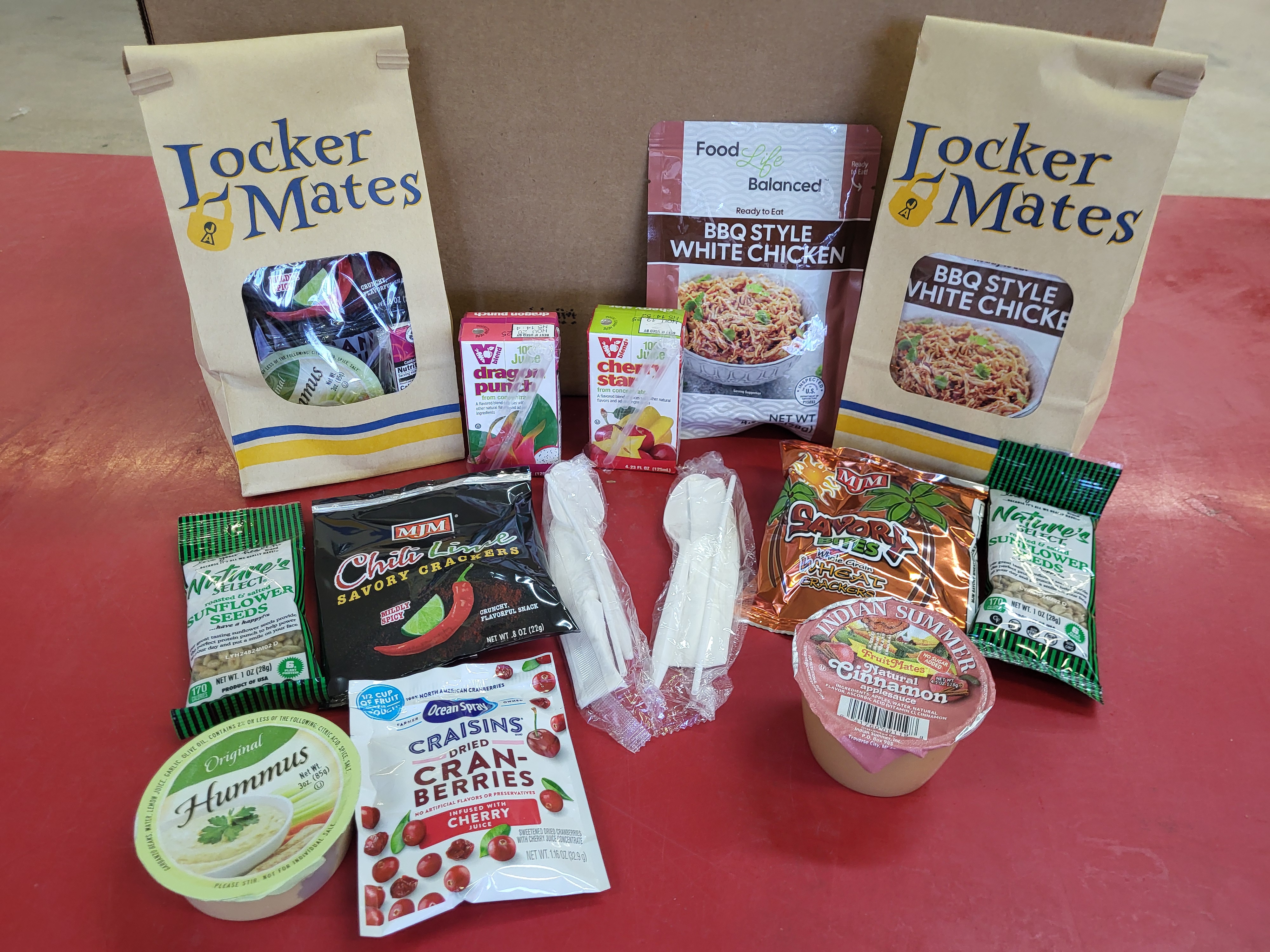 Contents of the meals packed for the backpack weekend meals